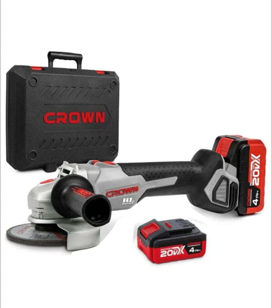 Meuleuse Angulaire Sans Fil CROWN CT23026-125XS-4BMC – 2×20 V – 4,0 Ah – Ø125 mm – Brushless