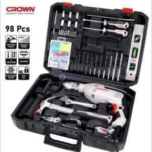 Perceuse à Percussion CROWN CK10 – 600 W – Mandrin 13 mm – Coffret 98 Pièces