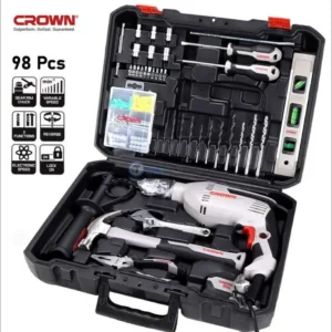Perceuse à Percussion CROWN CK10 – 600 W – Mandrin 13 mm – Coffret 98 Pièces