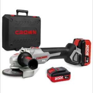 Meuleuse d’Angle Sans Fil CROWN CT23026-125XS-4BMC – 20 V – 2×4,0 Ah – Ø125 mm – 8 500 tr/min