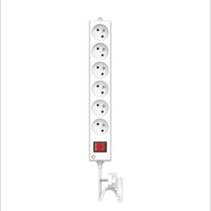 Multiprise INGELEC – 6 Prises 2P+T – Avec Interrupteur – Blanc