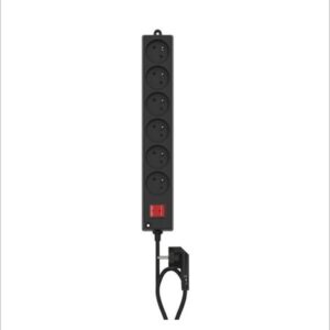 Multiprise INGELEC – 6 Prises 2P+T – Avec Interrupteur – Noir