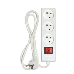 Multiprise INGELEC – 3 Prises 2P+T – Interrupteur – Câble 3 m – Blanc