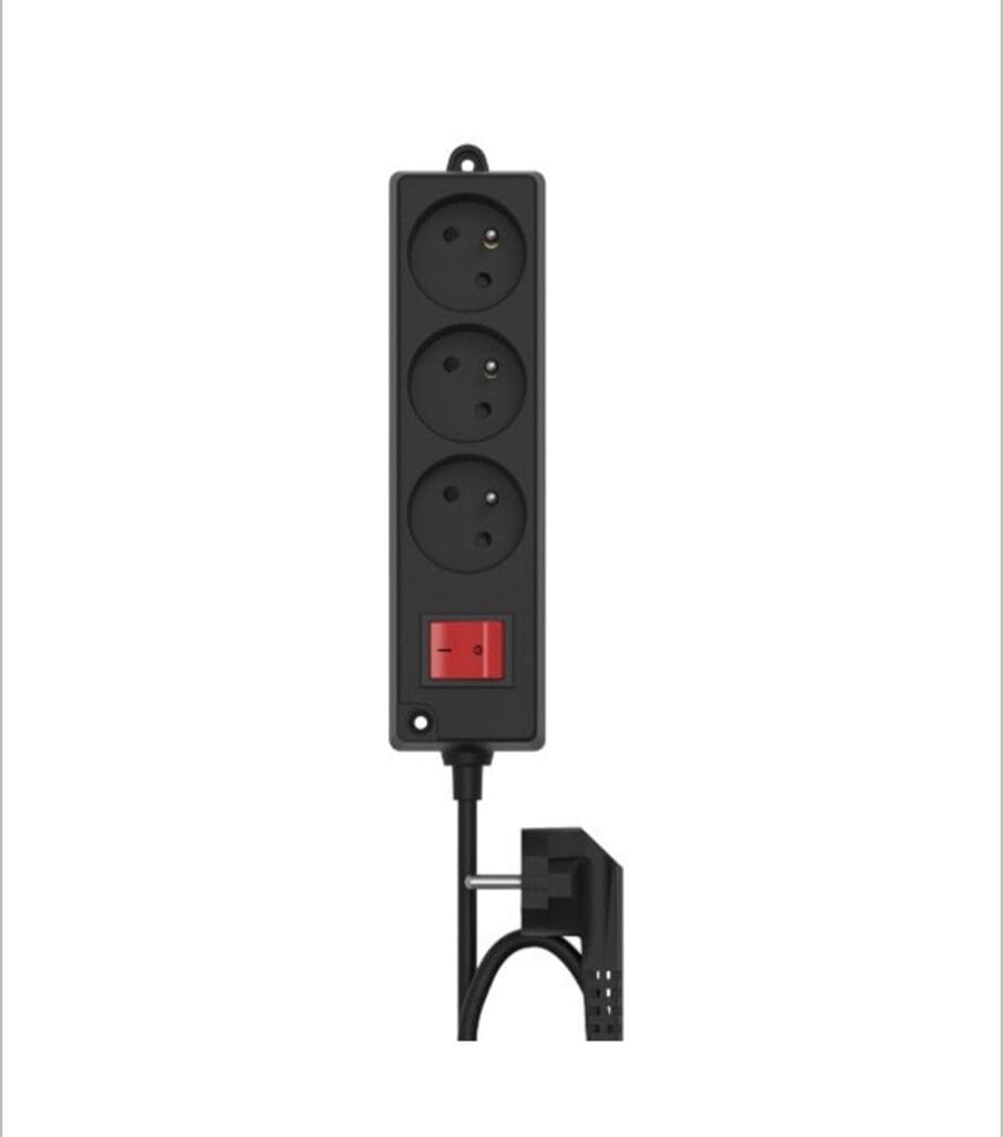 Multiprise INGELEC – 3 Prises 2P+T – Interrupteur – Câble 1,5 m – Noir
