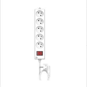 Multiprise INGELEC – 5 Prises 2P+T – Câble 1,5 m – Blanc
