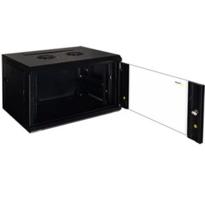 Coffret Informatique Mural INGELEC 6U – Rack 19″ – Noir – Ventilation & Porte Vitrée