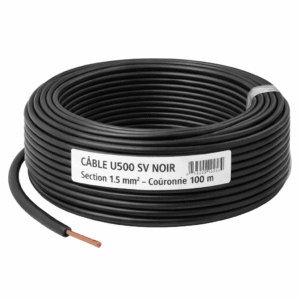 Câble électrique U500 SV noir 1,5 mm² – Bobine 100 m