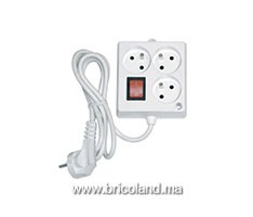 Bloc multiprises carré avec interrupteur (3x2P+T 3m) - INGELEC