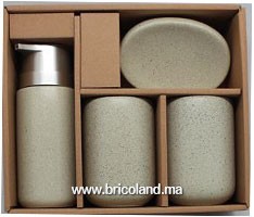 Accessoire salle de bain 4 pièces olive