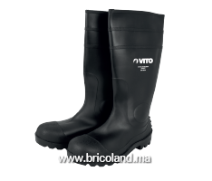 Bottes de travail pvc noir avec coque de sécurité en acier - Vito