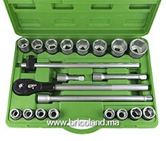 Coffret à douille 3/4" 21 pièces HEX - JBM
