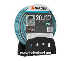 Kit tuyau d'arrosage 20m + Porte-tuyau murale + Accessoires - Gardena