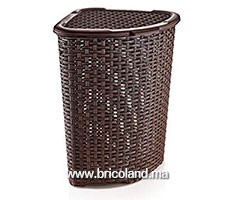 Panier à linge d'angle en plastique Rattan 52L
