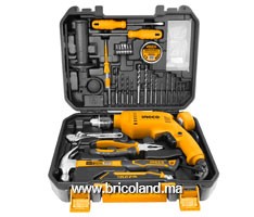 Coffret 115 outils accessoires et perceuse 650W  - INGCO
