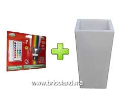 Pot pyramidal 75 cm + Ampoule LED télécommandée multicolore