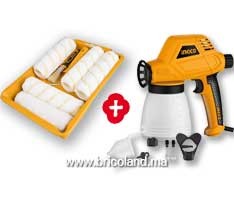 Pack Pistolet à peinture électrique + Kit de 7 pièces pour rouleaux à peinture - INGCO