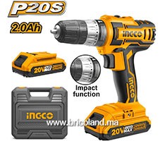 Perceuse visseuse sans fil 20V + accessoires - INGCO