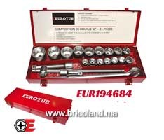 Coffret à douille 3/4'' - 21 PCS - EUR194684 - EUROTUB