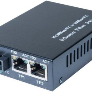 Convertisseur Fibre Optique Monomode SC vers 2 RJ45 Gigabit – 20 km