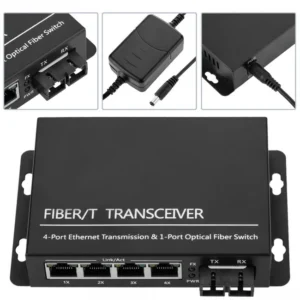 Convertisseur Fibre Optique Monomode SC vers 4 RJ45 Gigabit – 20 km