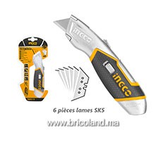 Couteau utilitaire avec 6 lames HUK618 Zinc - INGCO