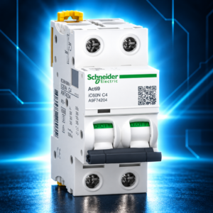 Disjoncteur Schneider Electric Acti9 iC60N – 2P 4 A – Courbe C – 400 Vca – 50 kA – A9F74204