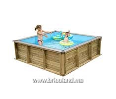 Piscine Bois PISTOCHE 2X2m avec Filtration et Couverture