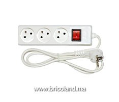 Rallonge multiprise blanche (2P+T; 3m) - INGELEC
