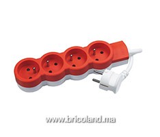 Rallonge multiprise orange (4x2P+T 1,5m) - LEGRAND